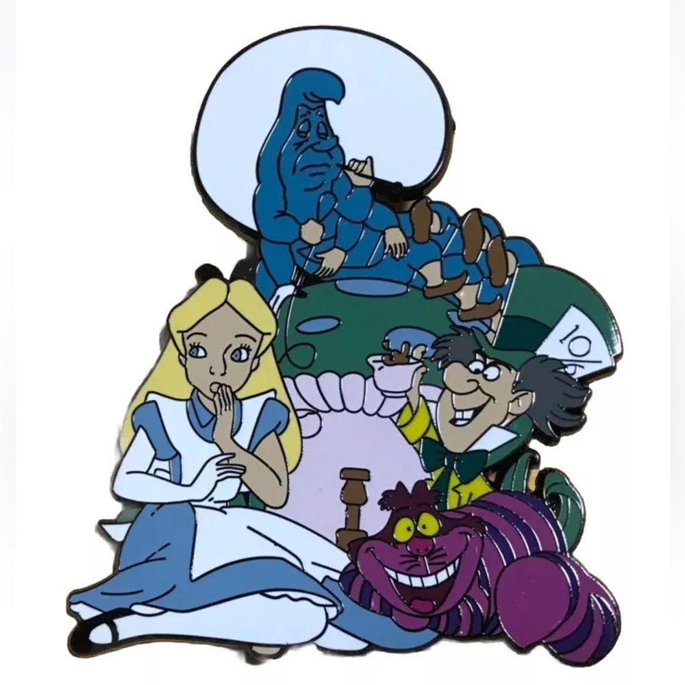 Disney Fantasy Pin Alice in Wonderland Cheshire Mad Hatter Caterpillar 3" Large